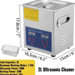 Ultraljudstvätt-Ultraljudsrengörare, rostfritt stål, effektiv ultraljudsrengöring,2L