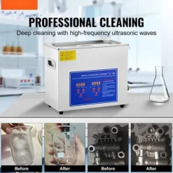 Ultraljudstvätt-Ultraljudsrengöringsmaskin SM® - 6L, 240V, 200W, rostfritt stål, silver, för glasögon, smycken, proteser