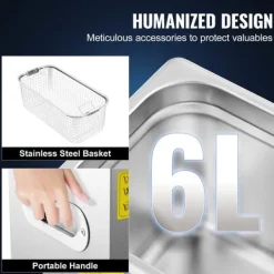 Ultraljudstvätt-Ultraljudsrengöringsmaskin, 6L kapacitet, ultraljudseffekt 180W, värmeeffekt 300W, 40kHz frekvens, spänning 220V