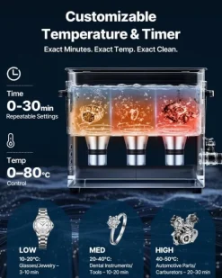 Ultraljudstvätt-Ultraljudstvätt 10 L - Ultraljudsrengörare - 40 kHz - 180 W - Digital Display - Rengöringskorg - Rostfritt Stål