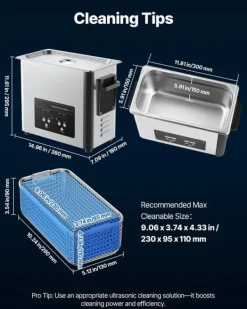 Ultraljudstvätt-Ultraljudstvätt - Ultraljudsbad - 6 L - 120 W - 40 kHz - Digital display - Rostfritt stål - För smycken & klockor