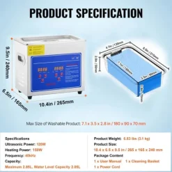 Ultraljudstvätt, Djup rengöring, Användarvänlig design,3L