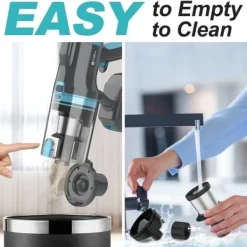 UMLo V11 blå & grå sladdlös skaftdammsugare – 2-i-1 handdammsugare & golvdammsugare med HEPA-filter, 300W motor, LED-display