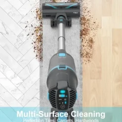 UMLo V11 blå & grå sladdlös skaftdammsugare – 2-i-1 handdammsugare & golvdammsugare med HEPA-filter, 300W motor, LED-display