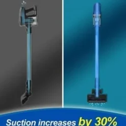 UMLo V11 blå sladdlös skaftdammsugare – 2-i-1 handdammsugare & golvdammsugare med HEPA-filter, 300W motor, LED-display