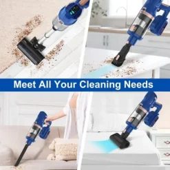 Handdammsugare-UMLo V11 blå sladdlös skaftdammsugare – 2-i-1 handdammsugare & golvdammsugare med HEPA-filter, 300W motor, LED-display