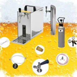 Ölkranar-Underräknare komplett set, Öltapp, PYGMY 25 LE, 1-sidigt torrkylare, 30 liter / h, inkl dispenser, Green Line, KEG:NC Adapter