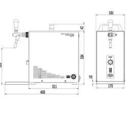 Ölkranar-Underräknare komplett set, Öltapp, PYGMY 25 LE, 1-sidigt torrkylare, 30 liter / h, inkl dispenser, Green Line, KEG:Type A