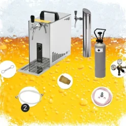 Ölkranar-Underräknare komplett set, Öltapp, PYGMY 25 LE, 1-sidigt torrkylare, 30 liter / h, inkl dispenser, Green Line, KEG:Type M