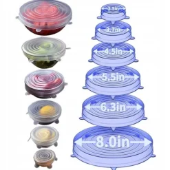 Universella silikonlock set – 6 delar | Flera storlekar | Fryssäkra & mikrovågssäkra | Återanvändbara kökslock