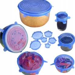 Universella silikonlock set – 6 delar | Flera storlekar | Fryssäkra & mikrovågssäkra | Återanvändbara kökslock