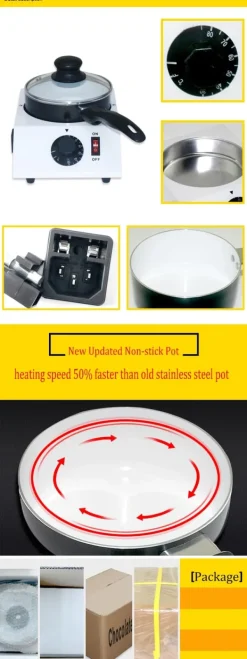 Uppvärmd chokladsmältgryta, elektrisk tempereringsmaskin, non-stick, 40 W, 220 V