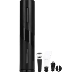 USB 4in 1 Elektrisk Vinflasköppnare Korkskruv med Hällrör Folieskärare Vakuumpropp Set