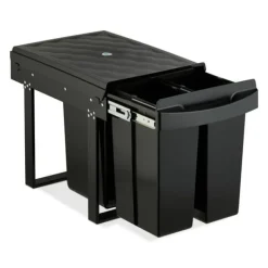 Källsorteringskärl-Utdragbar avfallsbehållare, 41,3x34x51,8 cm, Svart