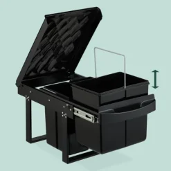 Källsorteringskärl-Utdragbar avfallsbehållare, 41,3x34x51,8 cm, Svart