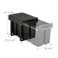 Källsorteringskärl-Utdragbar avfallsbehållare, 41,3x34x51,8 cm, Svart