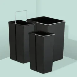 Källsorteringskärl-Utdragbar avfallsbehållare, 41,3x34x51,8 cm, Svart