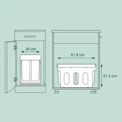 Källsorteringskärl-Utdragbar avfallsbehållare, 41,3x34x51,8 cm, Svart