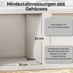 Källsorteringskärl-Utdragbar soptunna, 2 x 20 L, avtagbara behållare, plast, metall, Grå