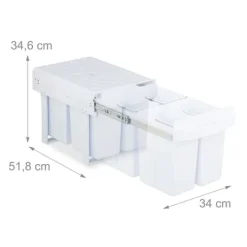 Källsorteringskärl-Utdragbar soptunna, 41,3x34x51,8 cm, Vit