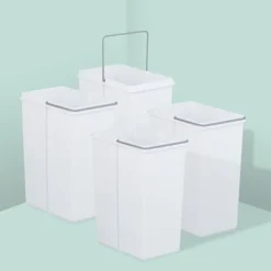 Källsorteringskärl-Utdragbar soptunna, 41,3x34x51,8 cm, Vit