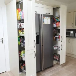 Köksorganiserare-Utdragbart Köksskafferi med Justerbar Höjd– 46 cm (D) x 170-195 cm (H) | Mjuk stängning | MonsterShop