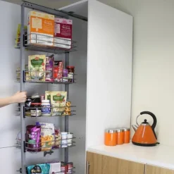 Köksorganiserare-Utdragbart Köksskafferi med Justerbar Höjd– 46 cm (D) x 170-195 cm (H) | Mjuk stängning | MonsterShop