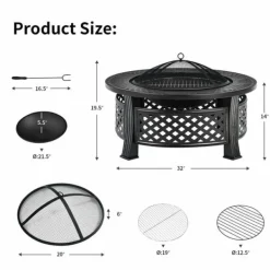 Grillar-Uteliv Eldstad, 81x48x3 cm, Svart