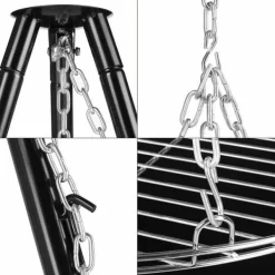 Grillar-Utomhus eldstad/grill - Trefotsstativ med hängande gryta/galler - Gjutjärn - Kolgrill - Emaljerad - Justerbar - Höjd 152 cm - Bärbar