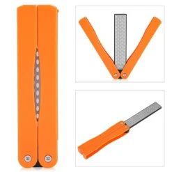 Köksknivar-Utomhuscamping Hopfällbar Dubbelsidig 400/600# Slipsten Bryne Slipverktyg (Gul)