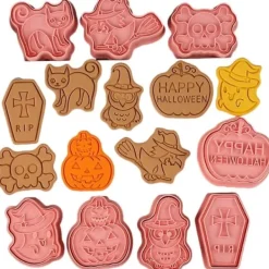 Kakformar-Utstickare med stämpel HALLOWEEN PUMPA KATT HÄXA wz1 8 st