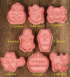 Kakformar-Utstickare med stämpel HALLOWEEN PUMPA KATT HÄXA wz1 8 st
