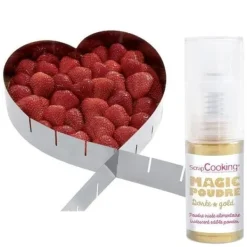 Utrustning För Tårtdekoration-Uttöjbar bakram hjärta + 1 gyllene iriserande livsmedelspulver