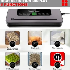 Vakuumförpackare, 60Kpa sugkraft, 5 förseglingslägen,35x11x5,5