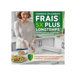 Vakuumförpackare-Vakuumförpackningsrullar - FoodSaver - FSRE2802X01 - Återvinningsbara - 28 cm x 3 m - Långvarig förvaring