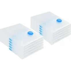 vidaXL Vakuumförvaringspåsar 10 pcs Transparent och blå 70 x 50 cm