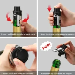 Flaskstopp & Flaskförslutare-Vakuumkork till Champagne – Champagneförslutare med Pump