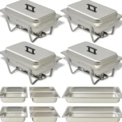 vidaXL Varmhållningskärl 4 st rostfritt stål