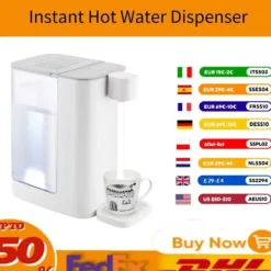 Vattenkylare-Varmvattendispenser - Varmvattenautomat - 3 L - 2000 W - 5 Temperaturlägen - Snabb Uppvärmning - Temperaturkontroll - För Kaffe Te Mjölk - Vit