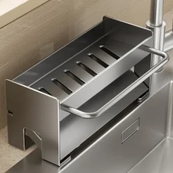 Köksorganiserare-Vaskhållare i rostfritt kolfiberstål för disktrasor och redskap