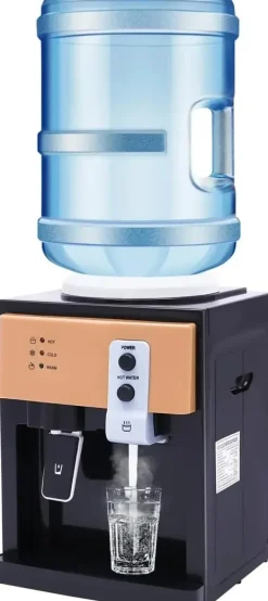 Vattenkylare-Vattenautomat, Funktioner för varmt och kallt, Kompakt design,svart