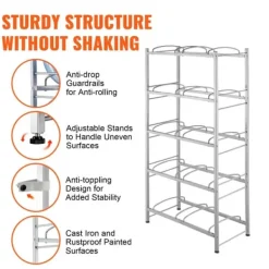 Vattenkylare-Vattenkannahållare 5-lager, Dubbelrad för 10 flaskor, Silvergrå Plastställ med Stödsystem
