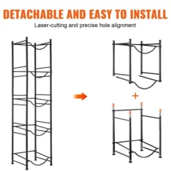 Vattenkylare-Vattenkannahållare 5-våning, Enkelrads Flaskställ för 5 Flaskor, Svart färg, Hållbar och praktisk design