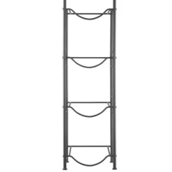 Vattenkannahållare 4-vånings, Enkelrads flaskställ för 4 flaskor, Svart, hållbar design, perfekt för hemmet