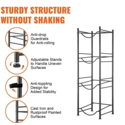 Vattenkannahållare 4-vånings, Enkelrads flaskställ för 4 flaskor, Svart, hållbar design, perfekt för hemmet