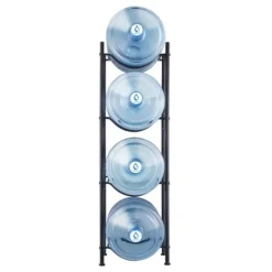 Vattenkannahållare 4-vånings, Enkelrads flaskställ för 4 flaskor, Svart, hållbar design, perfekt för hemmet