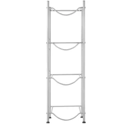 Vattenkannahållare 4-vånings, Enkelrads vattenflaskställ för 4 flaskor, Silver, hållbar design, kompakt och praktisk