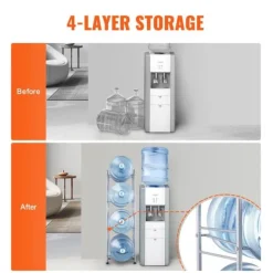 Vattenkannahållare 4-vånings, Enkelrads vattenflaskställ för 4 flaskor, Silver, hållbar design, kompakt och praktisk