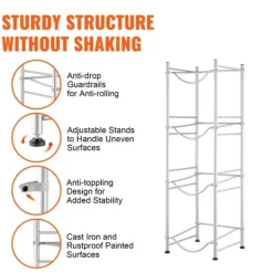 Vattenkannahållare 4-vånings, Enkelrads vattenflaskställ för 4 flaskor, Silver, hållbar design, kompakt och praktisk
