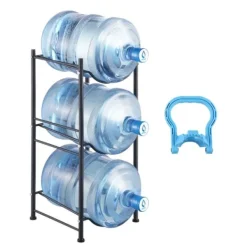 Vattenkannahållare 3-vånings, Enkelrads flaskställ för 3 flaskor, Svart, robust design, utrymmeseffektiv